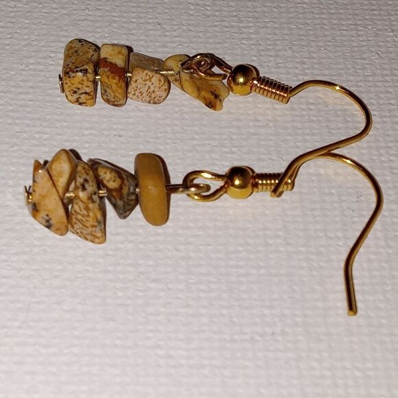 Hand Crafted Jewelry - Picture Jasper stone chip earrings